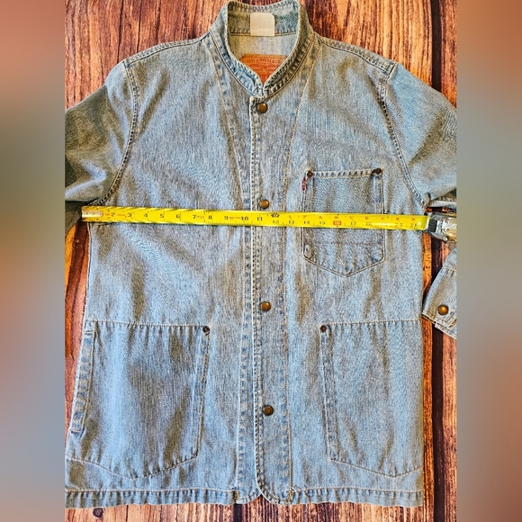 Levi's Vintage Y2K Women's Size Large Denim Chore Jacket Longline Snap Front - Picture 13 of 13